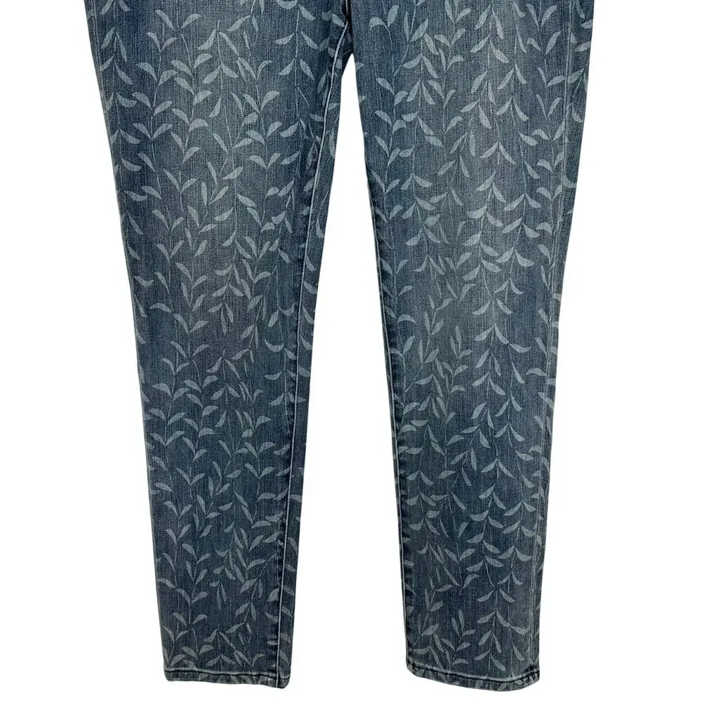 Soft Surroundings Leaf Vine Floral Slim Straight Jeans Blue Size M